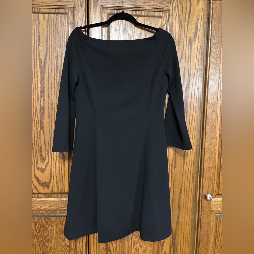Lark & Ro Black Sheath Dress 3/4 Sleeve Bateau Neckline
